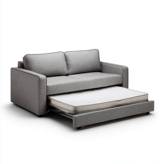 Ausziehsofa Schlafsofa Grau mit Matratze 140 x 190 cm Polyester Rechteckig