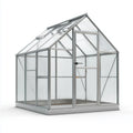 Gewächshaus mit Schiebetür silber 190 x 190 x 195 cm Aluminium Polycarbonat Satteldach