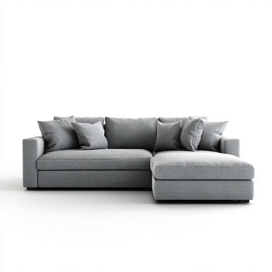 Ecksofa mit Recamiere Grau 280 x 170 cm Polyester L-Form