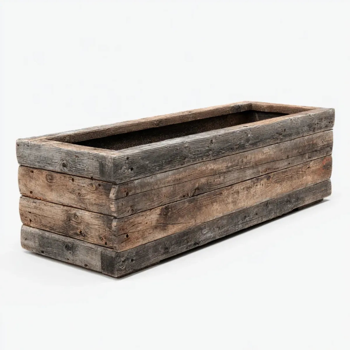 Pflanzkasten rechteckig graubraun 60 x 25 x 20 cm aus Massivholz
