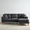 Ecksofa mit Recamiere rechts Dunkelgrau 230 x 150 cm Polyesterbezug Massivholzfüße