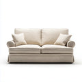 2-Sitzer Sofa Creme 180 x 90 x 86 cm Polyester Massivholz Rechteckig