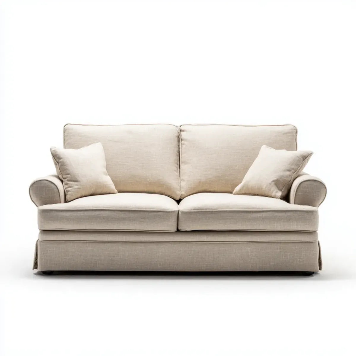 2-Sitzer Sofa Creme 180 x 90 x 86 cm Polyester Massivholz Rechteckig