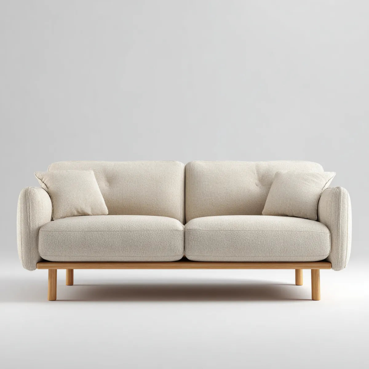 2-Sitzer Sofa Beige 160 x 85 x 82 cm Polyesterbezug Massivholzgestell Rechteckig
