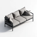 3-Sitzer Sofa Grau 210 x 80 x 78 cm mit Stahlgestell Polyesterbezug rechteckig