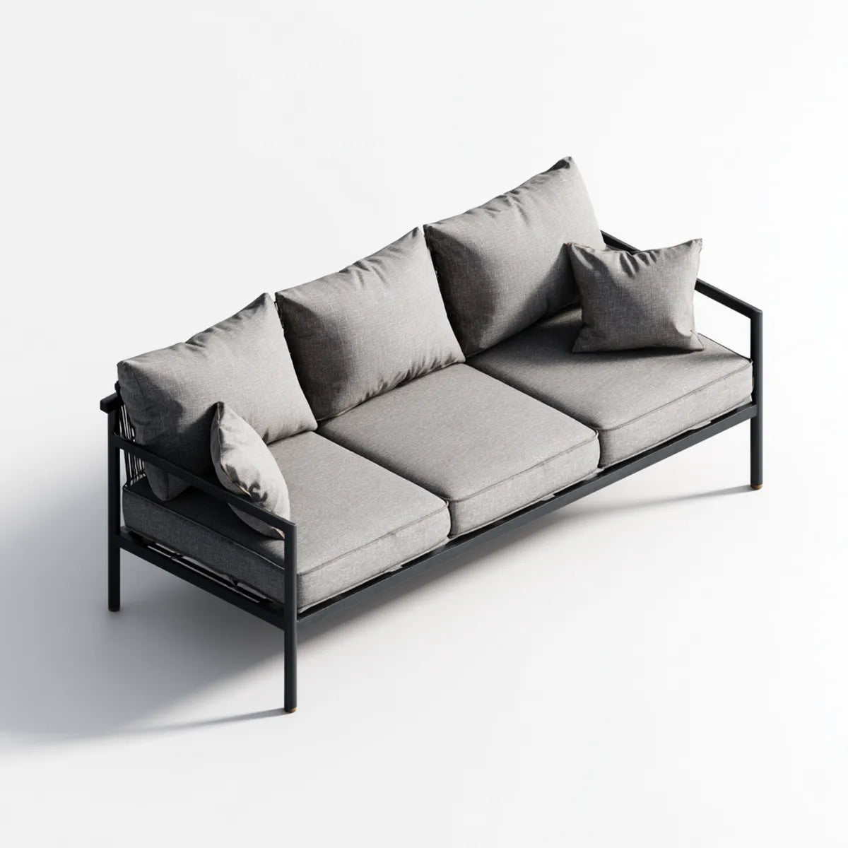 3-Sitzer Sofa Grau 210 x 80 x 78 cm mit Stahlgestell Polyesterbezug rechteckig