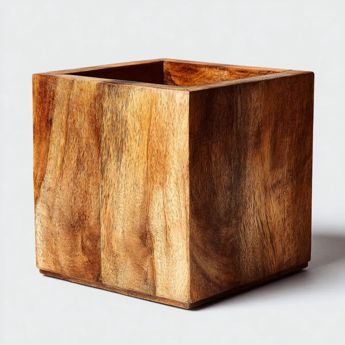 Pflanzkübel quadratisch Braun 30 x 30 x 30 cm aus massivem Mangoholz