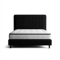 Polsterbett Doppelbett Schwarz 180 x 200 cm mit Matratze Polyester-Samt Rechteckig