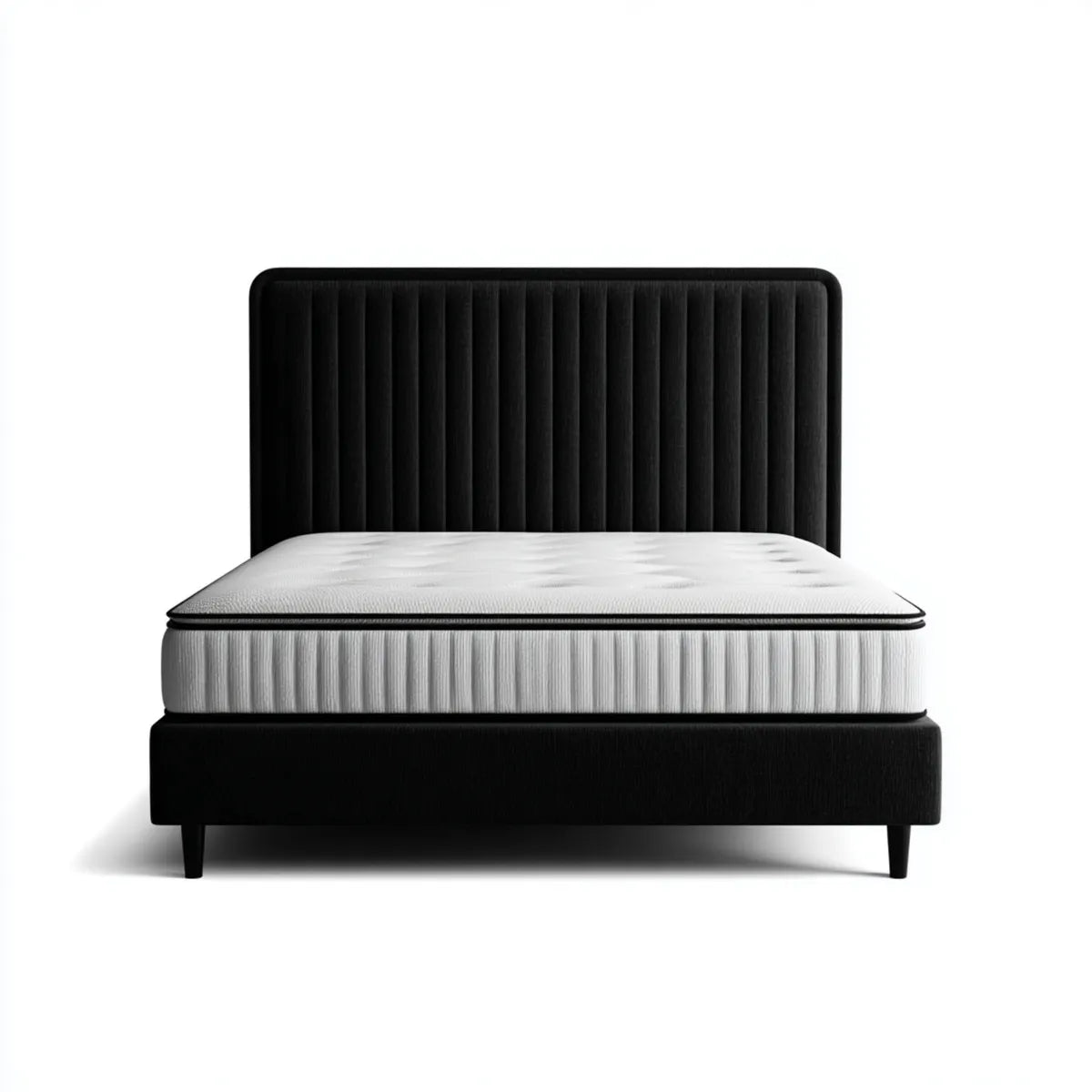 Polsterbett Doppelbett Schwarz 180 x 200 cm mit Matratze Polyester-Samt Rechteckig