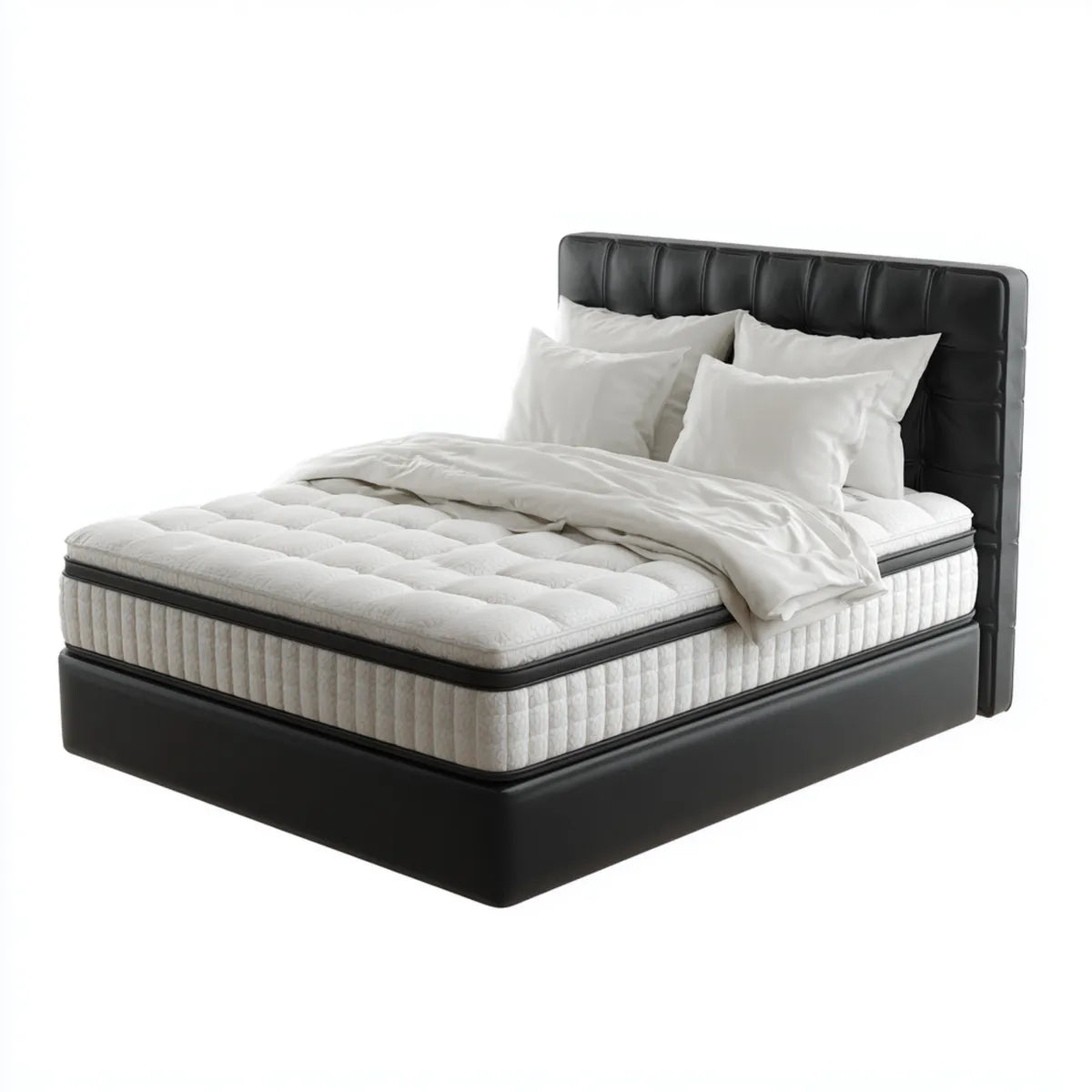 Boxspringbett Doppelbett Schwarz 180 x 200 cm mit PU-Kunstleder und Taschenfederkernmatratze Rechteckig