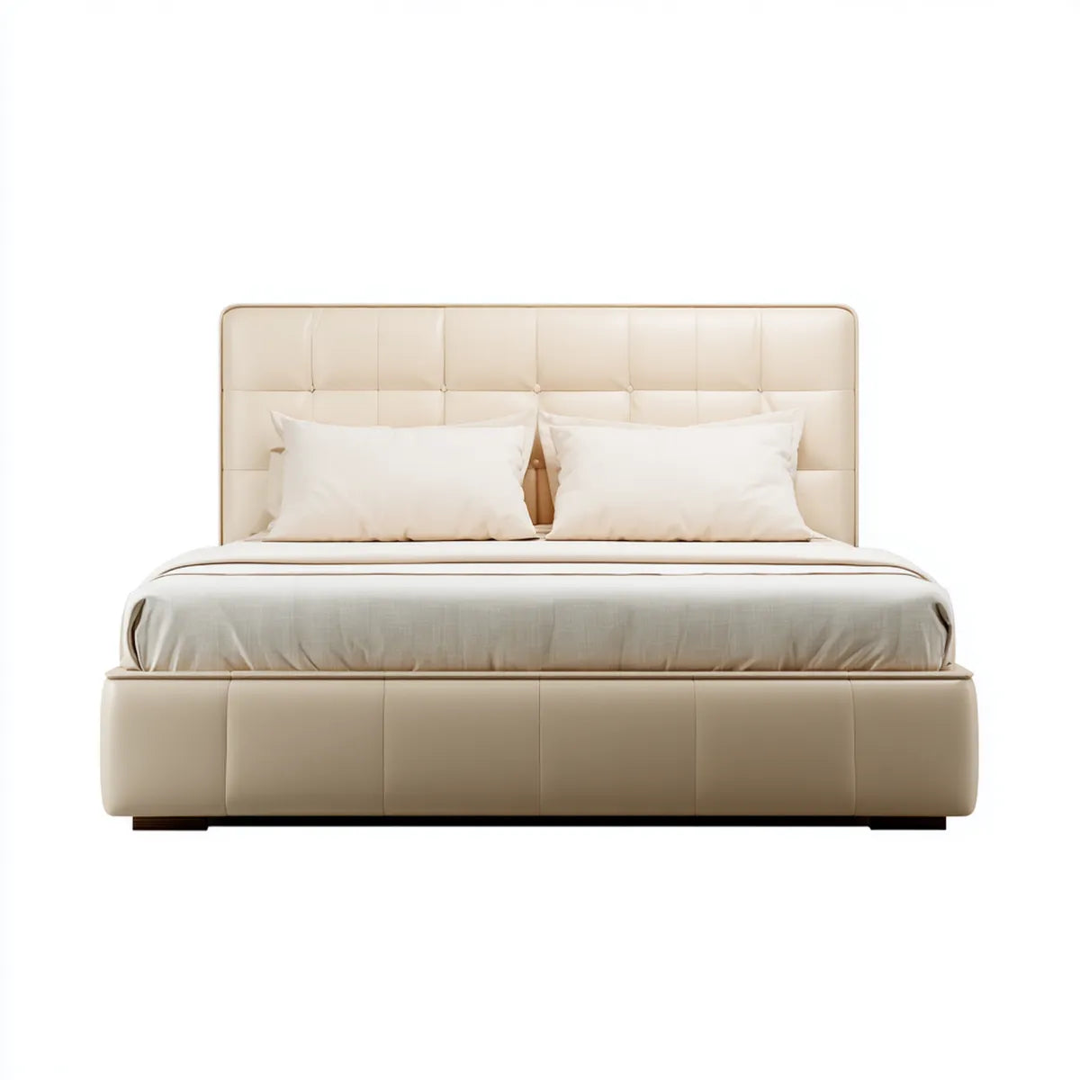 Polsterbett Doppelbett Creme 180 x 200 cm PU-Kunstleder rechteckig