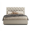 Polsterbett Doppelbett Beige 180 x 200 cm mit Kunstlederbezug und gepolstertem Kopfteil
