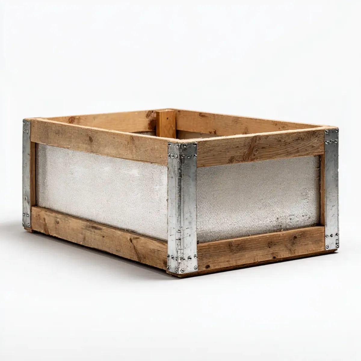 Gartenkiste Braun 60 x 40 x 25 cm aus Kiefernholz mit verzinktem Stahldrahtgeflecht