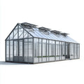 Gewächshaus aus Aluminium und Sicherheitsglas Anthrazit 800 x 300 x 250 cm mit Doppeltür und Dachfenstern