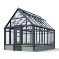 Gewächshaus aus Aluminium und ESG-Glas Anthrazit Rechteckig 400 x 300 x 300 cm