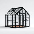 Gewächshaus freistehend Schwarz 190 x 190 x 230 cm Aluminium Glas Satteldach
