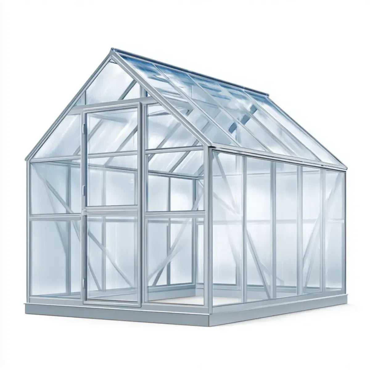Gewächshaus freistehend silber 190 x 190 x 195 cm Aluminium Polycarbonat Satteldach