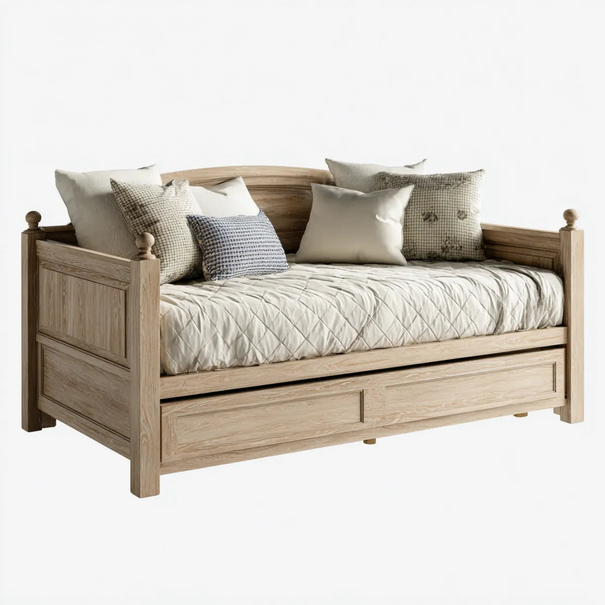 Ausziehbett Natur 90 x 200 cm Massivholz Eiche Rechteckig