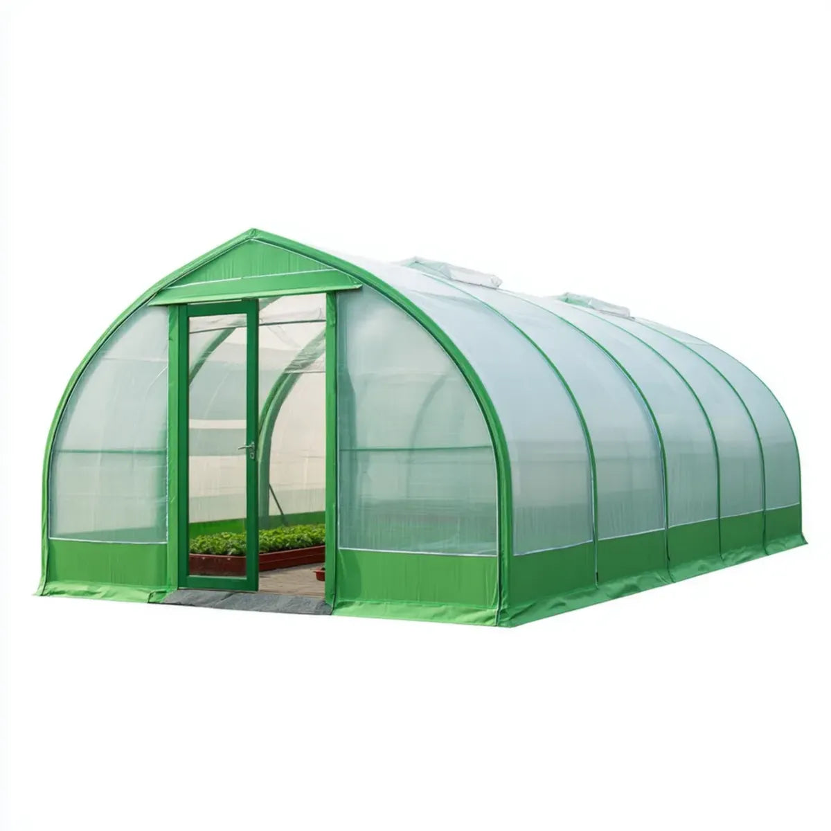 Foliengewächshaus Tunnelgewächshaus Grün 300 x 600 x 200 cm mit PE-Folie und Stahlrahmen