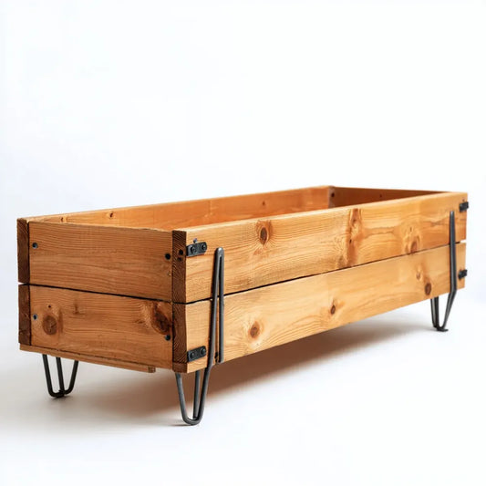 Hochbeet Pflanzkasten Naturbraun 120 x 40 x 40 cm Kiefernholz Rechteckig mit Stahlfüßen